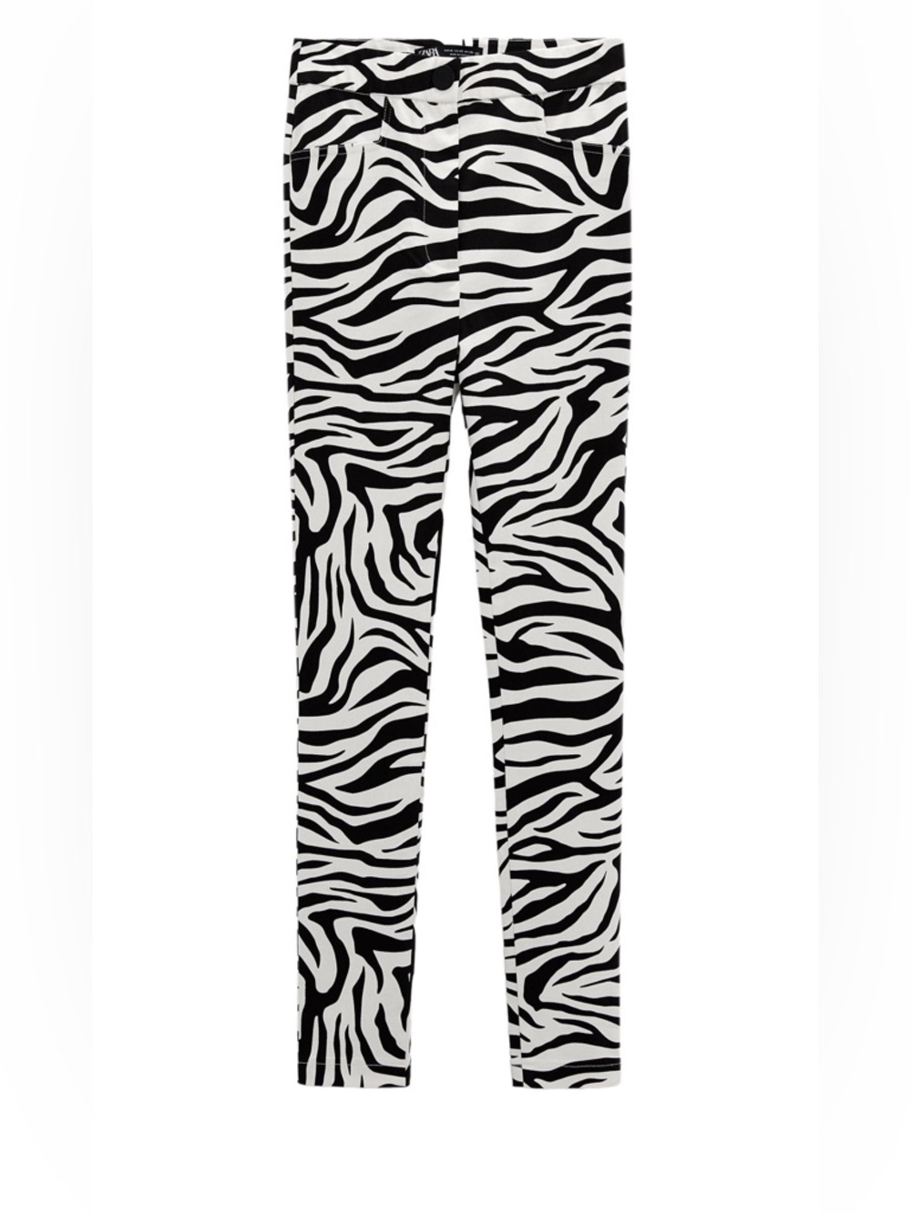 Zebra Print Slim Leggings - Black & White